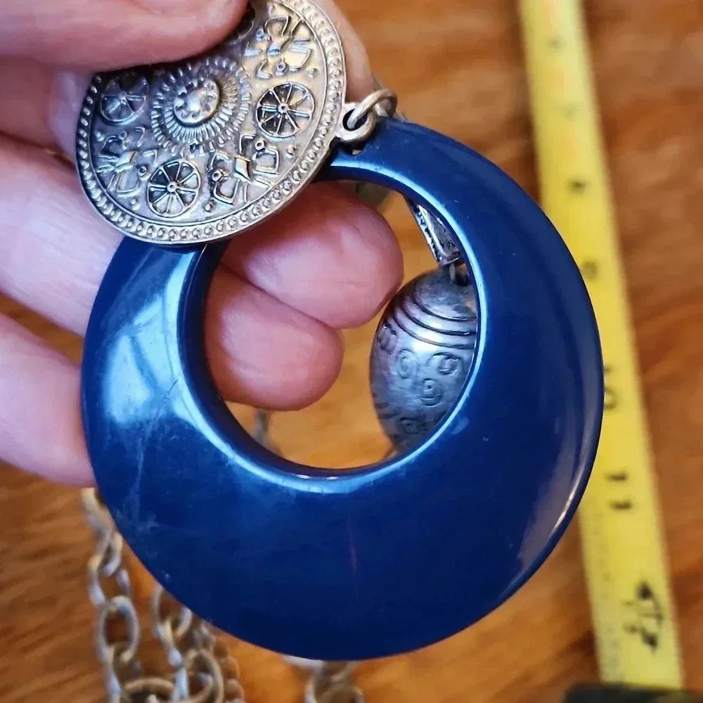 Silvertone Bead‎ BOHO Necklace 12" - Picture 8 of 8